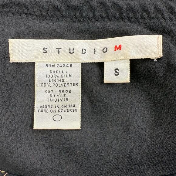 Studio M Women's Vintage Boho Lagenlook 100% Silk Slip Skirt Small Black Tan - Picture 4 of 10